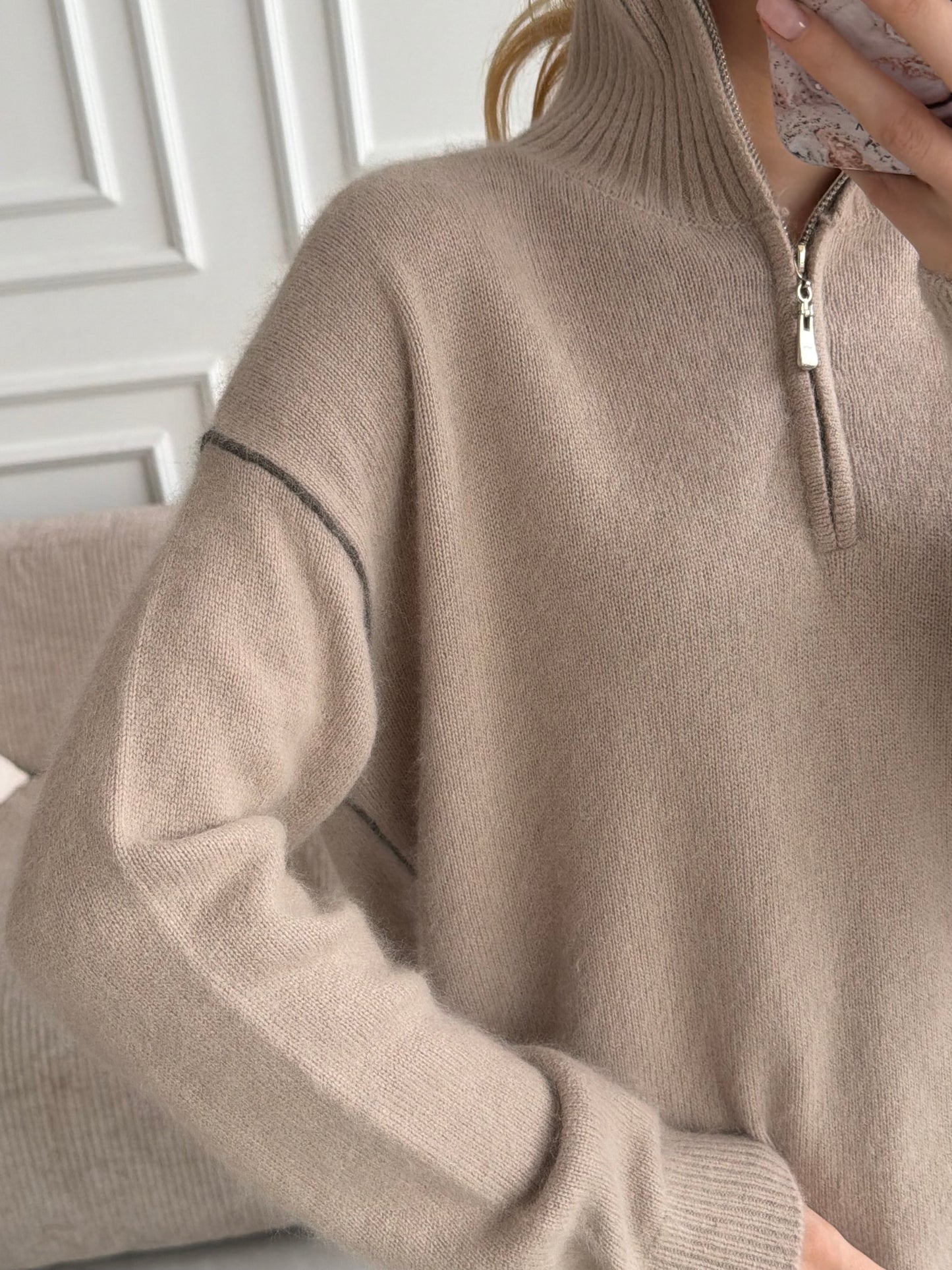 Kašmyro megztinis su užtrauktuku