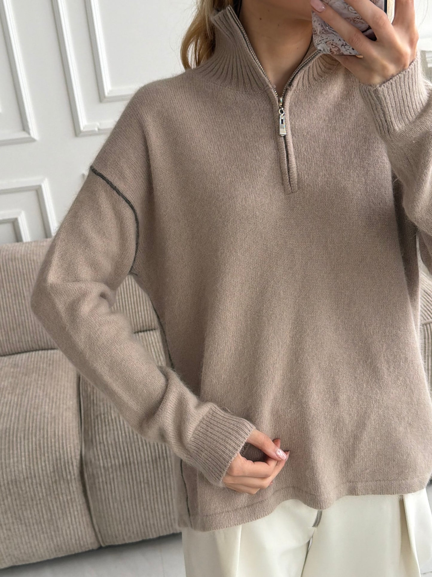 Kašmyro megztinis su užtrauktuku