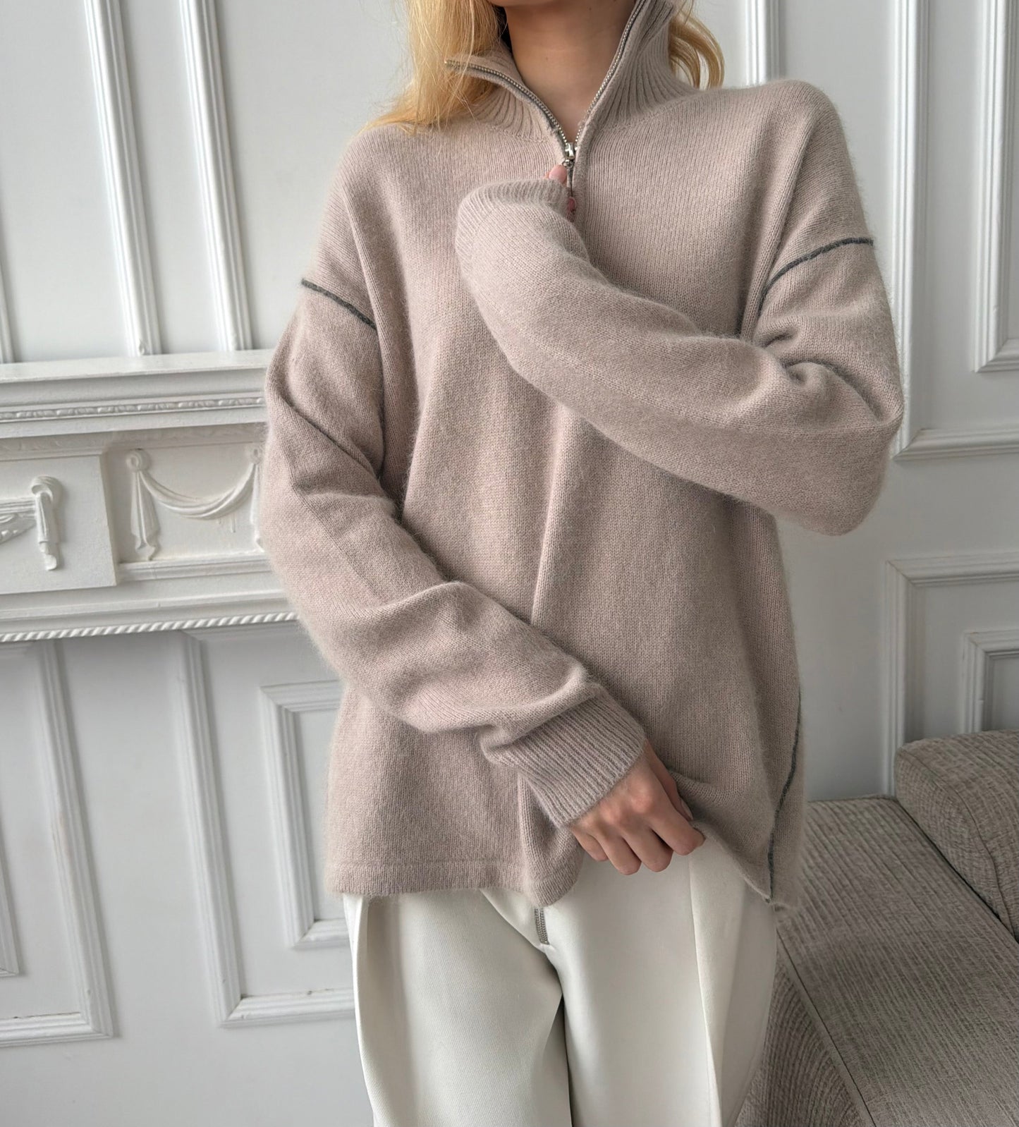 Kašmyro megztinis su užtrauktuku