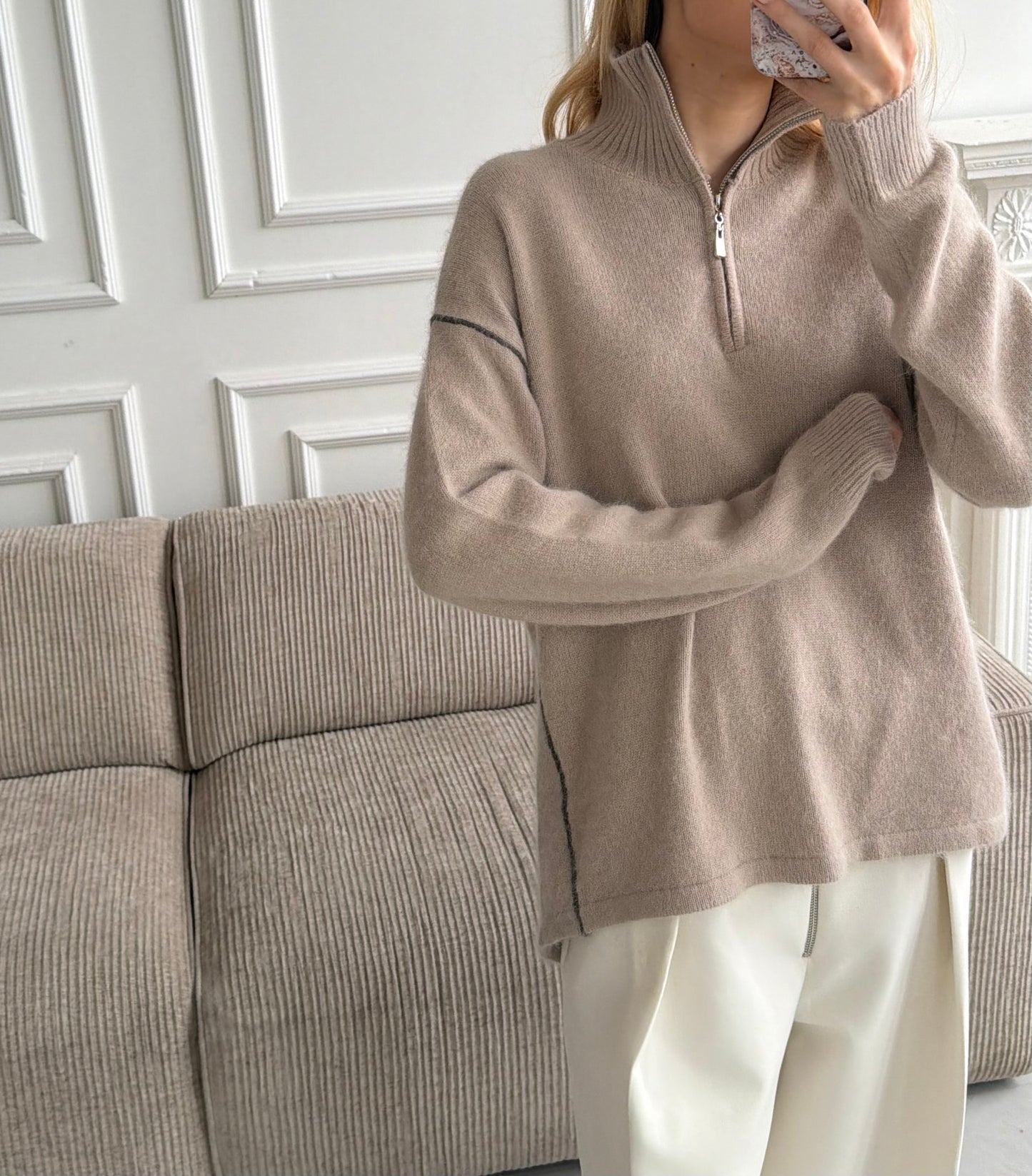 Kašmyro megztinis su užtrauktuku